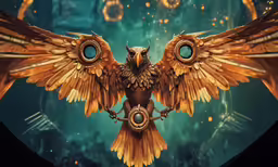 a painting of an owl bird flying