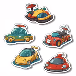 stickers of small cars in various shapes
