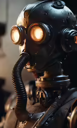there is a robot that looks like it has head lights
