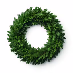 the fir wreath is sitting next to each other on the table
