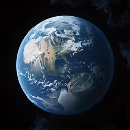 the earth with clouds in the dark space