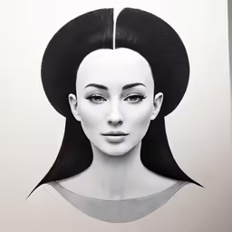 an illustration of a female in black and white