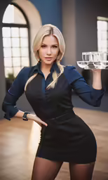 a young woman in black holding a wine glass in her hand