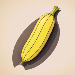 a single banana sitting on a tan floor