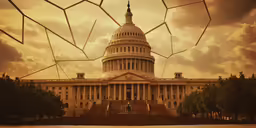 the us capitol building through hole in wires