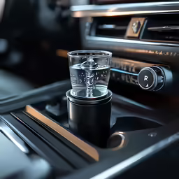 an electronic device that has a drink in it