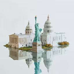 a statue of liberty in front of a body of water