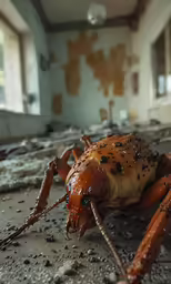 a dead crab is sitting on the ground