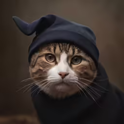 a cat wearing a hoodie looking angry