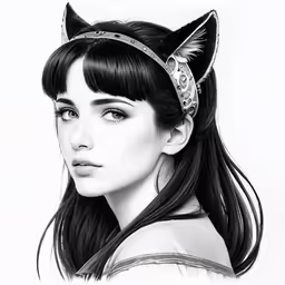 a girl with a cat ears on her head