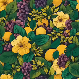 a wall paper with some fruit and flowers on it