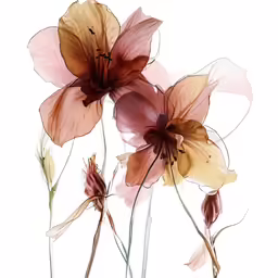 an abstract picture of flowers in various shades of pink and orange