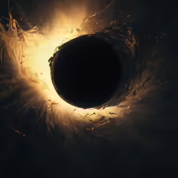 a dark hole that is surrounded by bright stars
