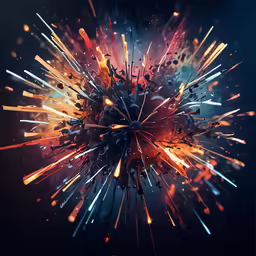 a very colorful explosion filled with shiny objects