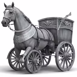 the horse drawn carriage is painted in gray