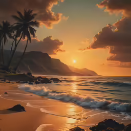 the sun rises over the water and clouds
