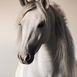 an artistic portrait of a white horse