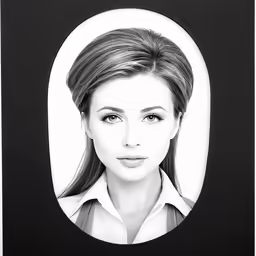 a woman in a white shirt looking out a hole