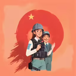 the image shows two people in work suits with a camera, one is wearing a helmet and holding the other