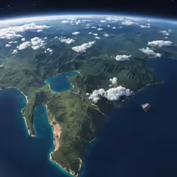 an earth view showing some clouds and water