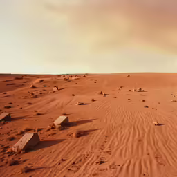 a dirt field is covered in sand and rocks