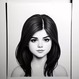 a drawing of a girl with black hair
