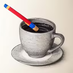 a pencil drawing of a cup with liquid inside