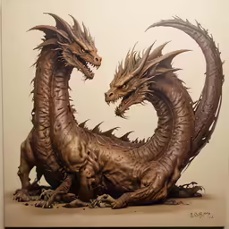 a very large and small dragon statue together