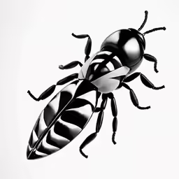 an insect drawn with black ink