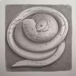 a black and white photo of a piece of art that looks like something in the form of an snail