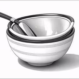 a bowl and spoon with two different types of spoons in it