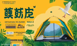 a picture of a picture of a bird flying over a tent
