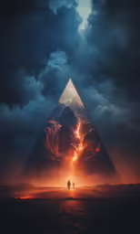 a pyramid with people standing in the distance