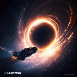 the concept car is in space by an enormous ball of fire