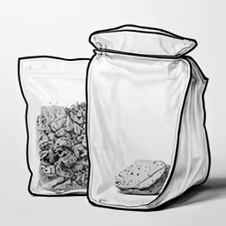 there is a bag that has two bags full of food in it
