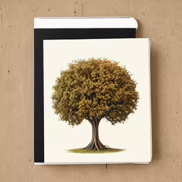 a blank card has an image of a tree on it