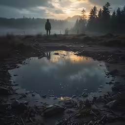 there is a man standing on a hill with a backpack in hand