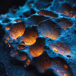 water droplets covering a very bright blue plant