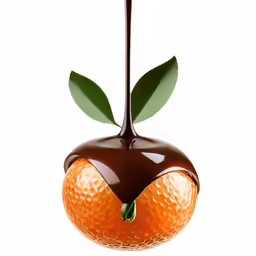 an orange shaped as a bird with a large branch hanging
