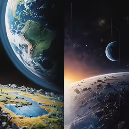 a comparison of a distant and uneated earth