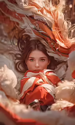 woman with very long hair and some hair blowing in wind