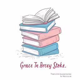 a stack of books and an inscription grace in broey stokue