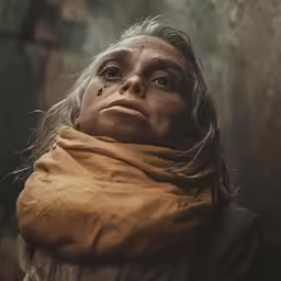 a woman with no makeup in the middle of a forest