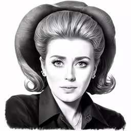 a woman with a big hat on her head