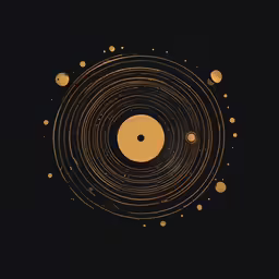 a black background with yellow circles in the middle