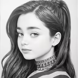 a drawing of a girl wearing a necklace
