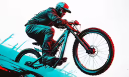 a man jumping a bicycle up in the air