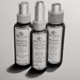 three bottles sitting next to each other on a table