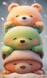 a bunch of very cute looking stuffed animals together