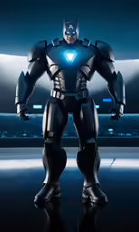 a large suit with a light on top